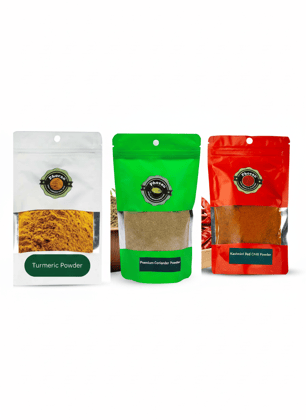 Phoran 300 gm Combo pack l Turmeric Powder 100 gm l Chillie Powder 100 gm l Dhaniya Powder 100 gm 